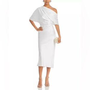 Amsale
Draped One Shoulder Midi Dress lvory color